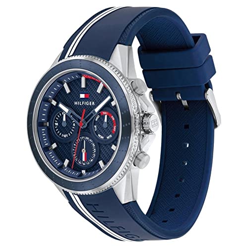 Tommy Hilfiger Analogue Multifunction Quartz Watch for Men with Blue Silicone Bracelet - 1791859