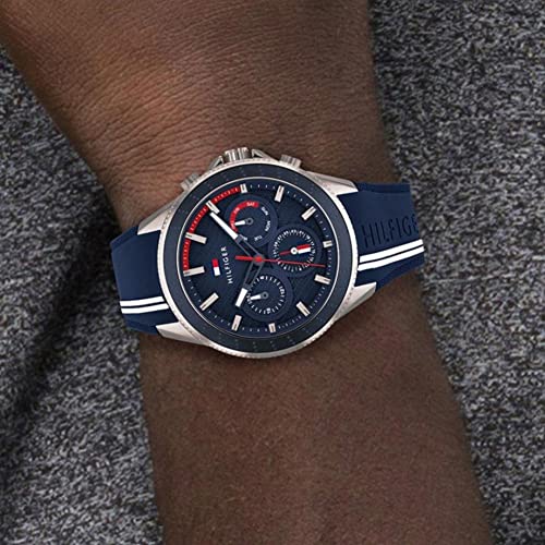 Tommy Hilfiger Analogue Multifunction Quartz Watch for Men with Blue Silicone Bracelet - 1791859