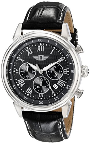 Invicta Men's Black Leather Chronograph Dress Watch