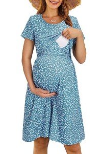 Floral Maternity Nursing Dress for Summer