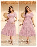 Pink Floral Maternity Dress for Baby Showers