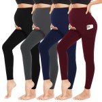 4 Pack Maternity Leggings with Pockets - Soft & Cozy