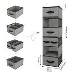 6 Shelf Hanging Closet Organizer with Drawers - Grey