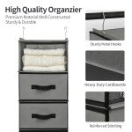 6 Shelf Hanging Closet Organizer with Drawers - Grey
