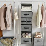 6 Shelf Hanging Closet Organizer with Drawers - Grey
