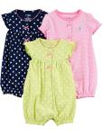 Carter's Baby Girls' 3-Pack Snap Rompers 12 Months