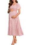 Pink Floral Maternity Dress for Baby Showers