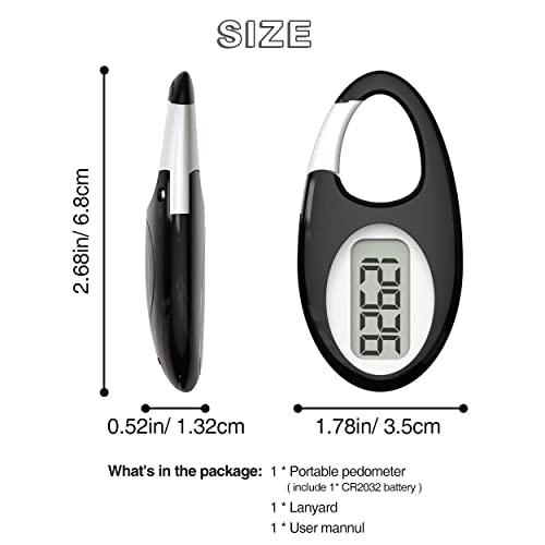 3D Step Counter and Pedometer with Lanyard