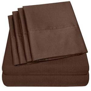 Queen Sheets Brown - 6 Piece 1500 Supreme Collection Fine Brushed Microfiber Deep Pocket Queen Sheet Set Bedding - 2 Extra Pillow Cases, Great Value, Queen, Brown