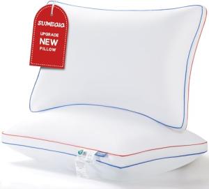 SUMEQIQ Pillows Queen Size Set of 2, Fluffy Bed Pillows for Sleeping, Queen Pillows 2 Pack with Hotel Quality, Medium Firm and Supportive Down Alternative Pillow for Side and Back Sleeper, 20" x 30"