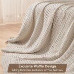 PHF 100% Cotton Waffle Weave Blanket King Size, Soft Lightweight Breathable Cozy Blankets for Bed, Luxury Aesthetic Woven Bedding for Home Decor, 108"x90", Oatmeal