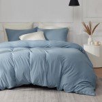 Bedsure 100% Jersey Knit Cotton Duvet Cover King Size - Ultra Soft T-Shirt Cotton Bedding Set, Includes 1 Duvet Cover 104x90 Inches with Zipper Closure & 2 Pillowcases (Mineral Blue)