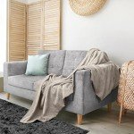 Utopia Bedding Khaki 100% Cotton Blanket [King Size - 90x108 Inch] 350GSM Lightweight, Soft and Breathable Thermal Blanket for All Seasons