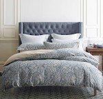 SLEEPBELLA Duvet Cover Full Size, 600 Thread Count Cotton Beige & Bluish Grey Printed with Luxurious Leaves Pattern Reversible Botanical Comforter Cover Sets, Bedding Set 3Pcs (Full Beige Paisley)