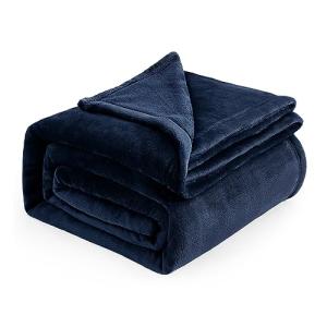 Bedsure GentleSoft Navy Fleece Blankets Queen Size - Bed Blanket Blue Soft Lightweight Plush Fuzzy Cozy Luxury Microfiber, 90x90 inches