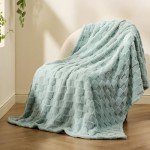 Bedsure Sage Green Fleece Blanket for Couch - Checkered Throw Blanket for Women, Cute Soft Cozy Throw for Girls, 50x60 Inches