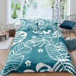 Palm Leaves Duvet Cover King Full Banana Leaves Bedding Set Hawaiian Tropical Leaves Green Branches 2/3pcs Polyester Quilt Cover