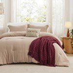 Bedsure King Comforter Set with Throw Blanket - 5 Pieces Boho Bedding, Down Alternative Bed in a Bag，Warm Taupe Bed Set with Comforter, Pillow Shams, Throw Pillow, Chenille Blanket
