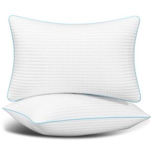 Auranta Bed Pillows Queen Size Set of 2, Soft Fluffy and Supportive Hotel Collection Pillows 2 Pack for Side and Back Sleeper, Filled with Down Alternative Microfiber