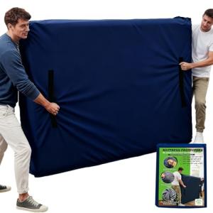 Aibiley Mattress Bags for Moving, Durable 210D Polyester Oxford Cloth Reusable Mattress Protector Storage with Big Waterproof Zipper and 8 Durable Handles,Queen Size (82’’x63’’x15’’,Navy)