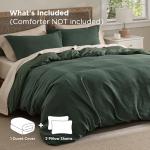 Bedsure Luxury Waffle Duvet Cover Queen Size - Textured Duvet Cover Set, Soft, Breathable Bedding Set (90"x90") with 2 Pillow Shams for All Season, Forest Green, Comforter Not Included