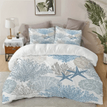 3PCS Creative Sea Starfish Pattern Duvet Set, Bedding Set, Zipper Closure, Soft And Comfortable Duvet Cover, Room Decoration