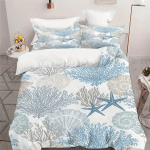 3PCS Creative Sea Starfish Pattern Duvet Set, Bedding Set, Zipper Closure, Soft And Comfortable Duvet Cover, Room Decoration