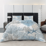 3PCS Creative Sea Starfish Pattern Duvet Set, Bedding Set, Zipper Closure, Soft And Comfortable Duvet Cover, Room Decoration