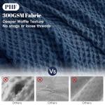 PHF Waffle Weave Duvet Cover Set Queen Size, No Snagging Ultra Soft Luxury Textured Breathable Comforter Cover for All Season 3pcs, Durable Bedding Duvet Set with 2 Pillow Shams, 90"x90", Navy Blue