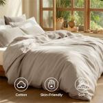 Bedsure 100% Washed Cotton Duvet Cover King Size - Oatmeal Minimalist Cotton Duvet Cover Linen Like for All Seasons - GentleSoft™ Plain Simple Bedding (Oatmeal, King, 104"x90")