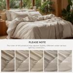 Bedsure 100% Washed Cotton Duvet Cover King Size - Oatmeal Minimalist Cotton Duvet Cover Linen Like for All Seasons - GentleSoft™ Plain Simple Bedding (Oatmeal, King, 104"x90")