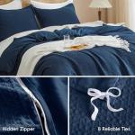 PHF Waffle Weave Duvet Cover Set Queen Size, No Snagging Ultra Soft Luxury Textured Breathable Comforter Cover for All Season 3pcs, Durable Bedding Duvet Set with 2 Pillow Shams, 90"x90", Navy Blue