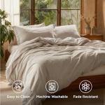 Bedsure 100% Washed Cotton Duvet Cover King Size - Oatmeal Minimalist Cotton Duvet Cover Linen Like for All Seasons - GentleSoft™ Plain Simple Bedding (Oatmeal, King, 104"x90")