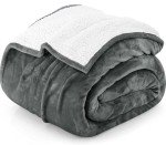 Utopia Bedding Sherpa Blanket Queen Size (Grey, 90x90 Inches) - Soft Lightweight Plush Fleece Reversible Blanket for Bed, Sofa, Couch, Camping and Travel