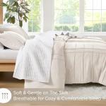 Comfort Spaces Cream King Size Duvet Cover Set - 3 Pieces Pintuck Pleated Duvet Cover, All Season Lightweight, Extra Softness Pre-Washed Microfiber King Bedding Cover Shams