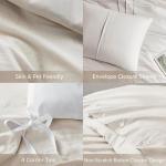 Comfort Spaces Cream King Size Duvet Cover Set - 3 Pieces Pintuck Pleated Duvet Cover, All Season Lightweight, Extra Softness Pre-Washed Microfiber King Bedding Cover Shams