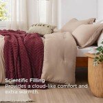 Bedsure King Comforter Set with Throw Blanket - 5 Pieces Boho Bedding, Down Alternative Bed in a Bag，Warm Taupe Bed Set with Comforter, Pillow Shams, Throw Pillow, Chenille Blanket