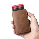 Casekey 2023 New Pu Leather RFID Card Holder Card Case Clutch Pop-up Wallet Aluminum Box Slim Smart Wallet Carteira Masculina