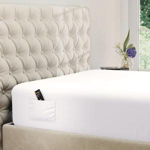 DREAMCARE King Fitted Sheet - Extra Deep Pocket Fitted Sheet - Fits up to 21 inch Mattress - Deep Pocket King Sheets - Hotel Luxury - Oeko-Tex Certified Sheets - (White,)