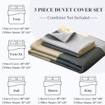 Cotton Grid Plaid Duvet Cover Set Queen Modern Reversible Checkered Bedding Set Hotel Quality 3 Pieces Duvet Comforter Cover Luxury Soft Zipper Closure Bedding Collection (NO Comforter)