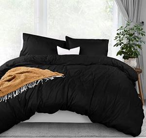 Utopia Bedding Duvet Cover Queen Size - 3 Piece with Zipper Closure - 1 Comforter Cover 90X90 Inches & 2 Pillow Shams 20X26 Inches (Black) Comforter Not Included