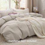 Bedsure Duvet Cover Queen Size - 3 Pieces Prewashed Extra Soft Bedding Set, Includes 1 Duvet Cover 90x90 Inches with Zipper Closure & 2 Pillow Shams, Linen, Comforter Not Included
