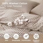 TOCOMOA Tan Gingham Duvet Cover Bedding Set 100% Washed Cotton Like Linen Feel Super Soft Comfy 3 Piece Brown Vintage Plaid Checkered Fall Comforter Cover Set (Queen 90"x90", Comforter Not Included)