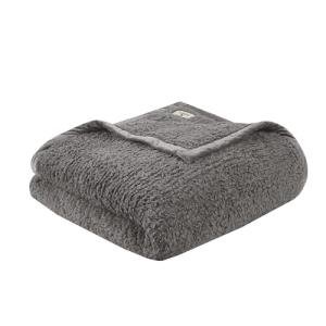 Woolrich Burlington Berber Blanket Super Soft, Cozy Lightweight Cover with Luxurious Velvet Binding, Modern Trendy All Season Bedspread Bedding-Set, Full/Queen: 90x90, Grey