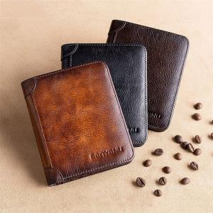 Cowhide Leather Men Wallets Cow Leather Solid Sample Style Purse Man Card Horders Famous Brand High Quality Male Wallet