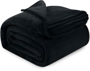 Utopia Bedding Black Fleece Blanket Queen Size Fuzzy Soft Anti-Static Microfiber Bed Blanket (90x90 Inch)