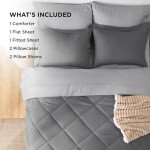 Bedsure Queen Comforter Set - 7 Pieces Reversible Grey Bedding, Queen Size Bed Set for All Seasons, Bed in a Bag with Down Alternative Comforter, Sheets, Pillowcases & Shams