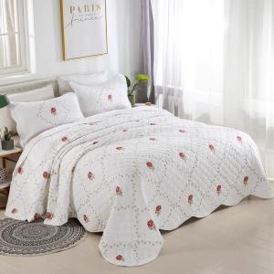 Embroidery Cotton Quilt Set 3PCS Bedspread on the Bed Quilted Bed Cover King Size Padded Home Coverlet Comforter Mattress Topper