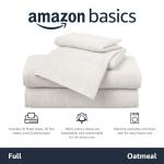 Amazon Basics 4 Piece Bed Sheets Set, 100% Cotton Jersey, Includes Super Soft, Flat and Fitted Sheets, Pillowcase, Full, Oatmeal, Solid