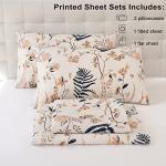 JSD Boho Floral Printed Sheet Set King Size, 4 Piece, Soft Botanical Pattern Microfiber Sheets Extra Deep Pocket